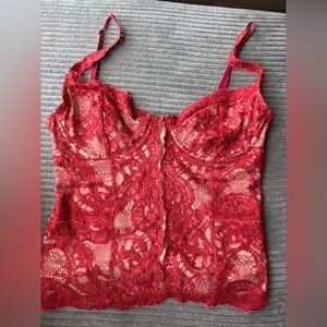 Y2k Red Lace corset bustier